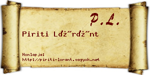 Piriti Lóránt névjegykártya